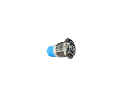 16mm Stainless Steel On/Off Switch with Red LED, Power Symbol, and NC/NO Configuration (220V)