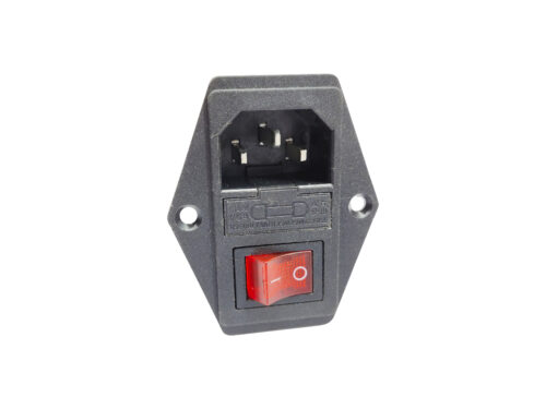 Power Switch AC 3pin AC Power Socket with Red Rocker Switch with Protection Fuse IEC SOCKET