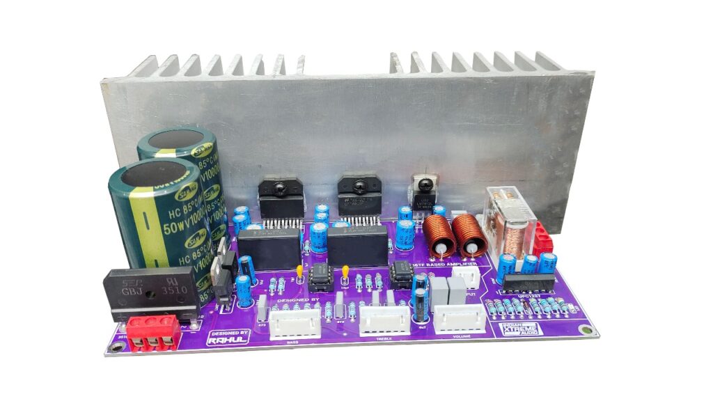 LM3886 stereo amplifier board with dual IC and heatsink